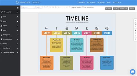 Free timeline maker - Start with a stunning free timeline template. Drag-and-drop icons, pie charts, lines, and more to your design. Leave a stunning visual impression on your viewers as you lay out the details in your timeline design with one-click animated effects. No design experience needed. 